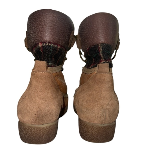 Coolway Leather Wedge Boots with Plaid Detail 9 - Picture 6 of 7